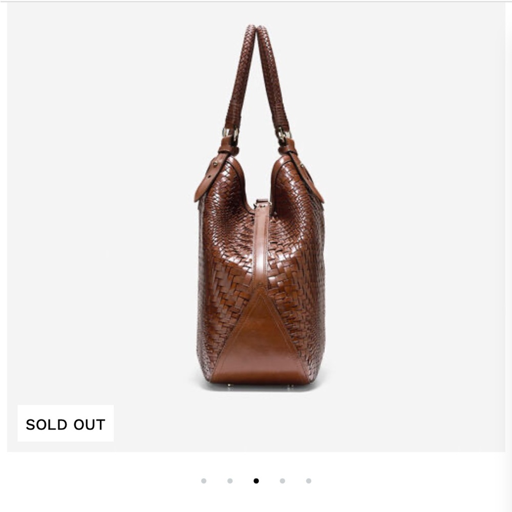 RARE! Cole Haan GENEVEIVE Dark Brown Woven Shoulder Bag - Picture 5 of 7